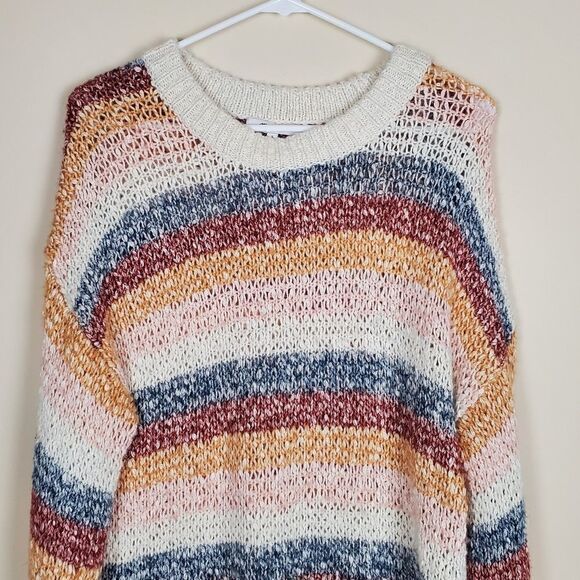 Madewell Baez Multicolor Stripe Pullover Sweater - Picture 2 of 6